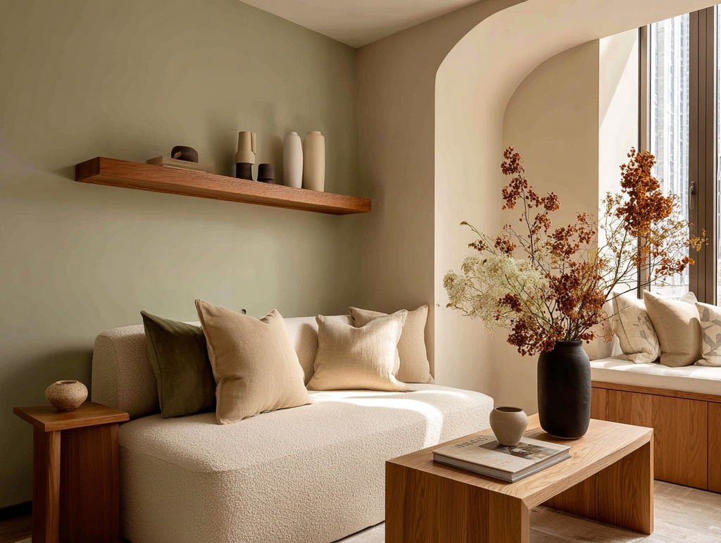 12 Cozy Fall Decor Ideas for Small Apartments Small apartment with warm natural wood accents and autumn branches