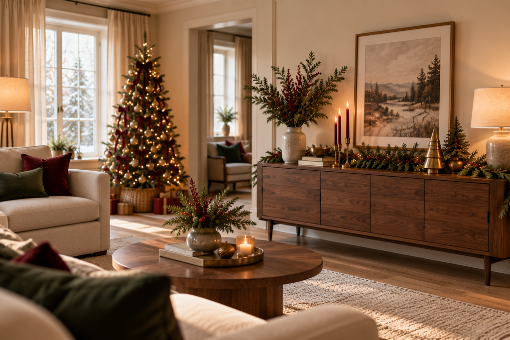 christmas living room without fireplace