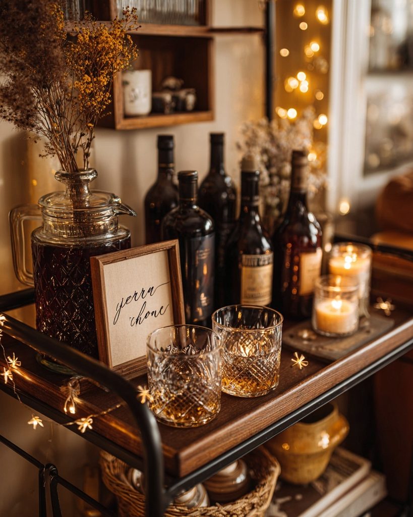 Halloween party table with a dark runner, candlelight, deep red florals, and a low centerpiece for an elegant festive look.