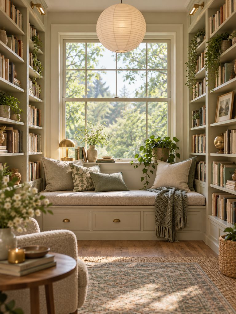 Cozy Reading Nook Ideas for Small Spaces Window-seat reading nook with soft pillows, land a peaceful cozy feel.