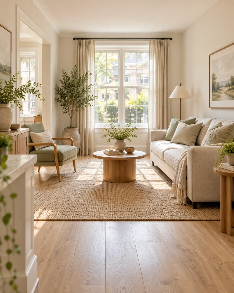Small living room with a smart open layout and clear walking space